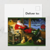 Kerstman die na golf op een briefkaart dutten (Voorkant / Achterkant)