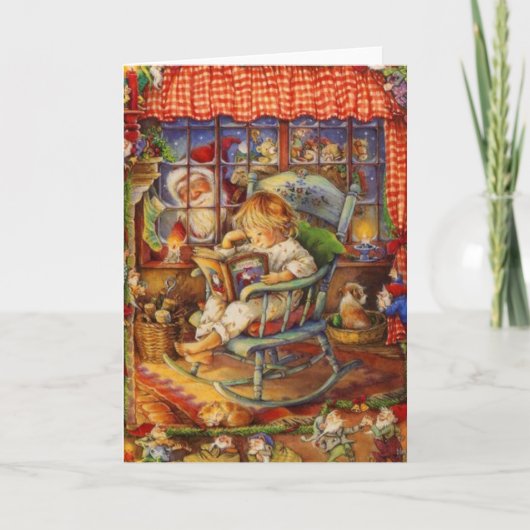 kerstman die naar binnen kijkt feestdagen kaart (Voorkant)