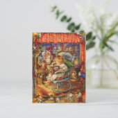  kerstman die naar binnen kijkt feestdagenkaart (Staand voorkant)