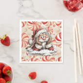 Kerstman die nadenkt nadat hij viel servet (Insitu)