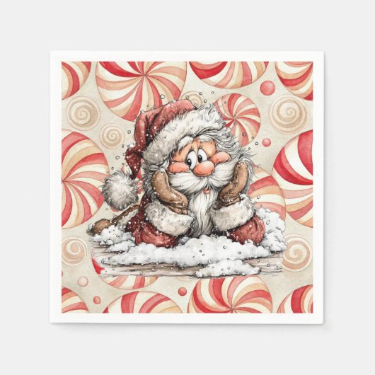 Kerstman die nadenkt nadat hij viel servet (Voorkant)