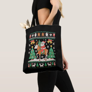 Kerstman die Okapi rijdt Kerstmis Kerstmis lelijke Tote Bag