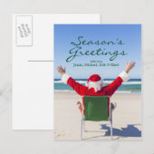 Kerstman die op een Australisch strand ontspannen Feestdagenkaart (Voorkant / Achterkant)