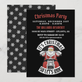 Kerstman die op een motor rijdt kaart