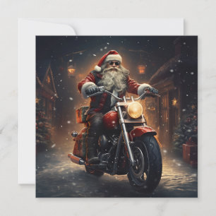 Kerstman die op een motorfiets rijdt kerstgroet ka feestdagenkaart