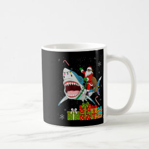 Kerstman die op haai rijdt Kerstmis Pyjama Schatti Koffiemok