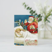  Kerstman die op kerstavond een kind bezoekt Feestdagenkaart (Staand voorkant)