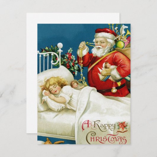  Kerstman die op kerstavond een kind bezoekt Feestdagenkaart (Voorkant / Achterkant)