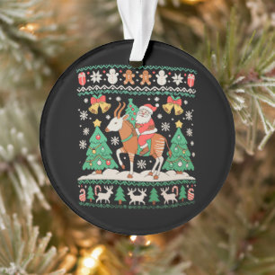 Kerstman die op Okapi rijdt Kerstmis Xmas lelijke Ornament