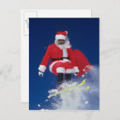 Kerstman die op skis van een kroonlijst de feestdagenkaart (Voorkant / Achterkant)