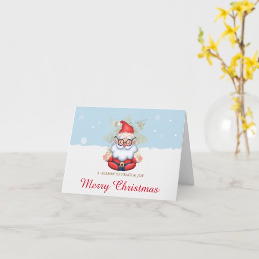 Kerstman die over Kerstmis mediteert Kaart (Gele Bloem)