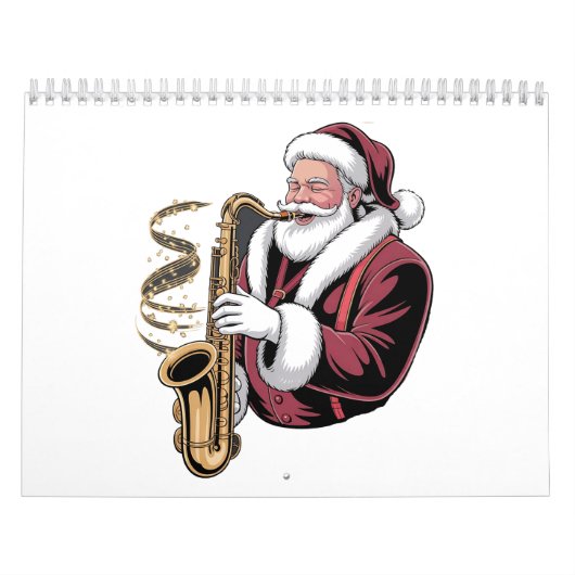 Kerstman die Saxofoon Speelt Kerst Muzikant Saxofo Kalender (Hoes)