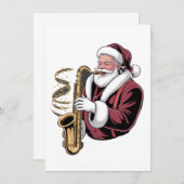 Kerstman die saxofoon speelt Kerstmuzikant Saxofon Kaart (Voorkant / Achterkant)