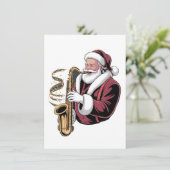 Kerstman die saxofoon speelt Kerstmuzikant Saxofon Kaart (Staand voorkant)