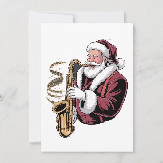 Kerstman die saxofoon speelt Kerstmuzikant Saxofon Kaart (Voorkant)