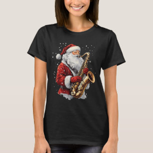 Kerstman die saxofoon speelt Kerstmuzikant Saxofon T-shirt