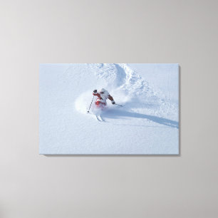 Kerstman die skiet op het Snowbird Ski Resort, Was Canvas Afdruk