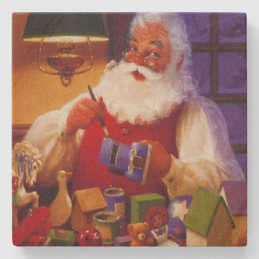  kerstman die speelgoed maakt stenen onderzetter (Voorkant)