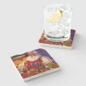 kerstman die speelgoed maakt stenen onderzetter (Zijkant)