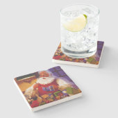  kerstman die speelgoed maakt stenen onderzetter (Zijkant)