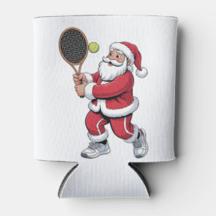 Kerstman die tennis speelt Xmas Tennis Sport Kerst Blikjeskoeler