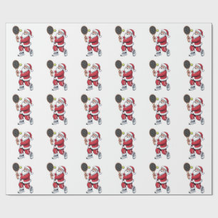 Kerstman die tennis speelt Xmas Tennis Sport Kerst Cadeaupapier