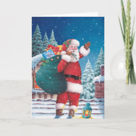 Kerstman die vaarwel golven feestdagen kaart