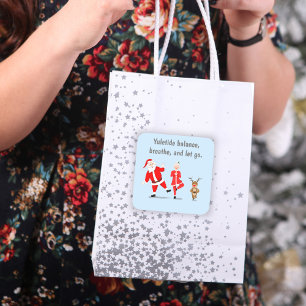 Kerstman die yoga probeert te doen met mevrouw Cla Vierkante Sticker