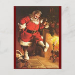 kerstman die zijn eten waarschuwt feestdagenkaart<br><div class="desc">De  kerstman warmer zijn voeten.</div>