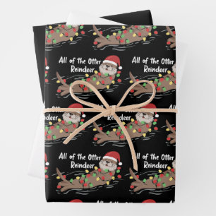 Kerstman Dier Xmas Alle Otters Rendieren Dier Inpakpapier Vel