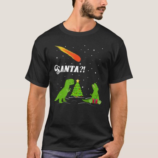 KERSTMAN! Dinosaur Extinction Asteroïde Kerstmis T-shirt (Voorkant)