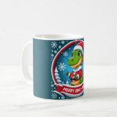 Kerstman Dinosaur Kerst Grappig “Prettig Dino-fees Koffiemok (Voorkant links)