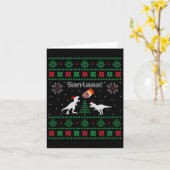 Kerstman Dinosaurus Lelijke Kersttrui Kaart (Gele Bloem)
