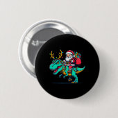 Kerstman Dinosaurus Rid T Rex Kerst Herten Kindere Ronde Button 5,7 Cm (Voorkant /achterkant)