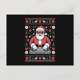 Kerstman DJ Kerstmis Verschrikkelijke Trui Sneeuwv Feestdagenkaart