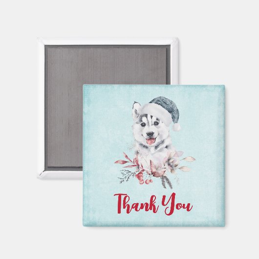 Kerstman Dog in Santa Hat Dank je Magneet (Voorkant / Achterkant)