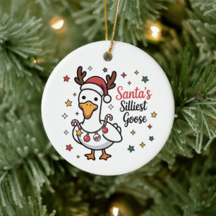 Kerstman Domme Gans Kerst Eend Grappig Schattig  Keramisch Ornament