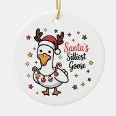 Kerstman Domme Gans Kerst Eend Grappig Schattig Keramisch Ornament (Voorkant)