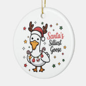 Kerstman Domme Gans Kerst Eend Grappig Schattig Keramisch Ornament (Links)
