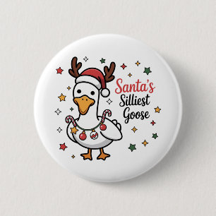 Kerstman Domme Gans Kerst Eend Grappig Schattig  Ronde Button 5,7 Cm
