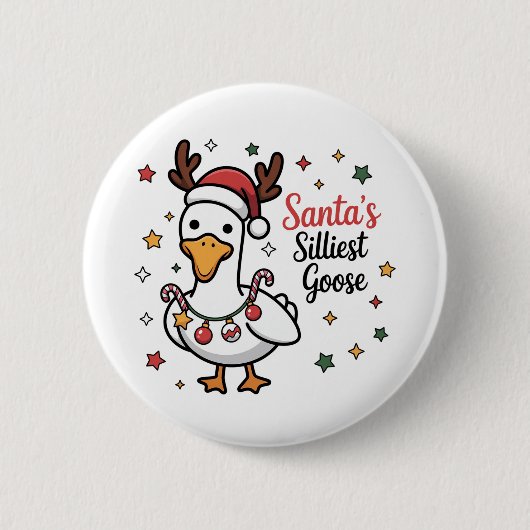 Kerstman Domme Gans Kerst Eend Grappig Schattig  Ronde Button 5,7 Cm (Voorkant)