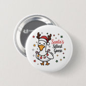 Kerstman Domme Gans Kerst Eend Grappig Schattig  Ronde Button 5,7 Cm (Voorkant /achterkant)