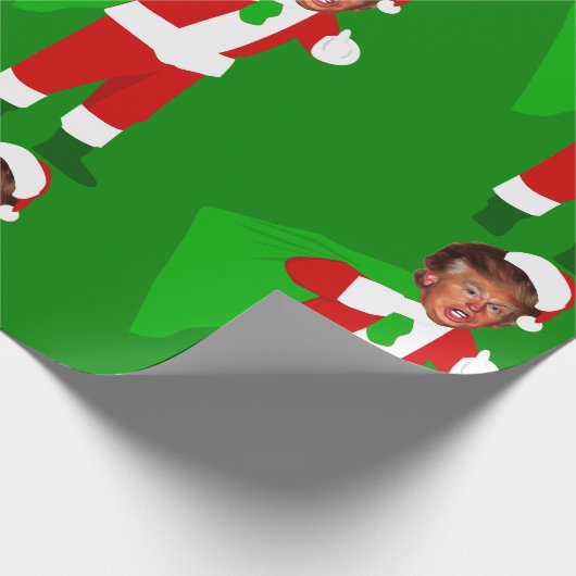 Kerstman Donald Trump grappige kerst Cadeaupapier (Hoek)