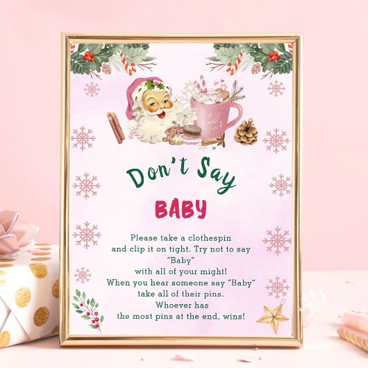 Kerstman "Don't Say Baby" Baby shower spel Poster