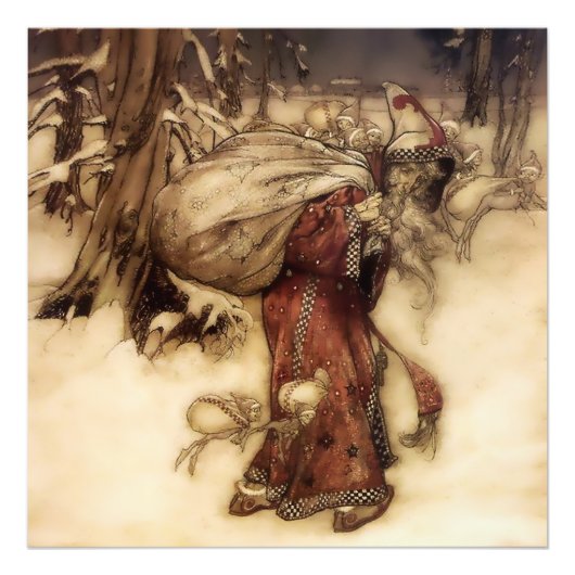 “Kerstman” door Arthur Rackham Foto Afdruk (Voorkant)