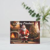 Kerstman door te proberen in de voorkant van vuur briefkaart (Staand voorkant)
