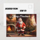 Kerstman door te proberen in de voorkant van vuur briefkaart (Voorkant / Achterkant)