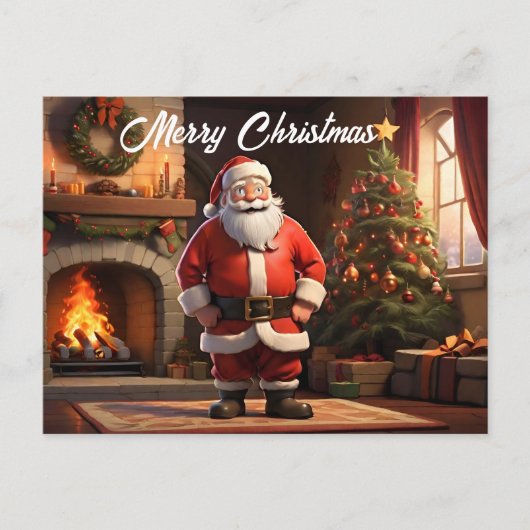 Kerstman door te proberen in de voorkant van vuur briefkaart (Voorkant)