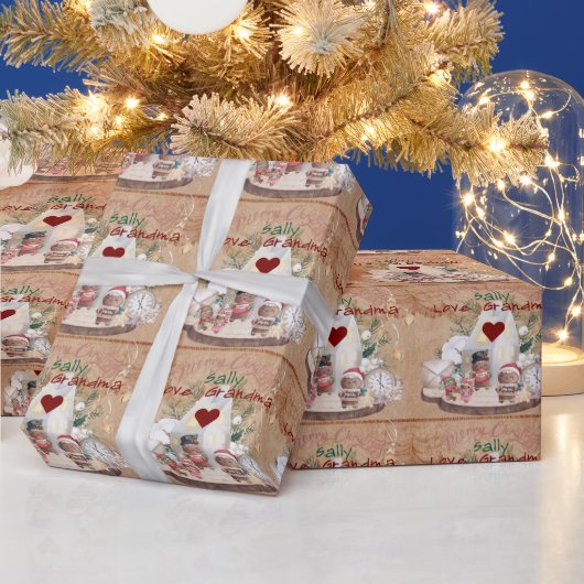 Kerstman Dorp Naam Cadeaupapier (Feestdagen)