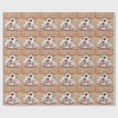 Kerstman Dorp Naam Cadeaupapier (Vlak)